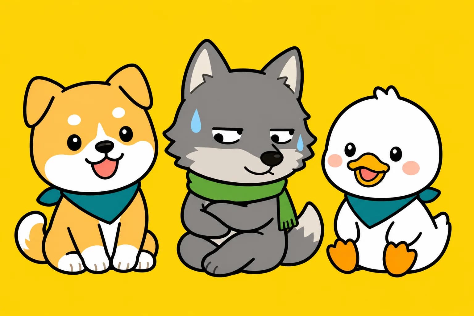 動物たちの議論の輪にまぎれこみ、涼しい顔で発言している人狼のイラスト
